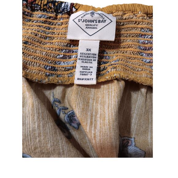 ST. JOHN'S BAY Smocked Boho Floral Blouse Top Plus 3X Square Neck Cotton Blend - Picture 4 of 8